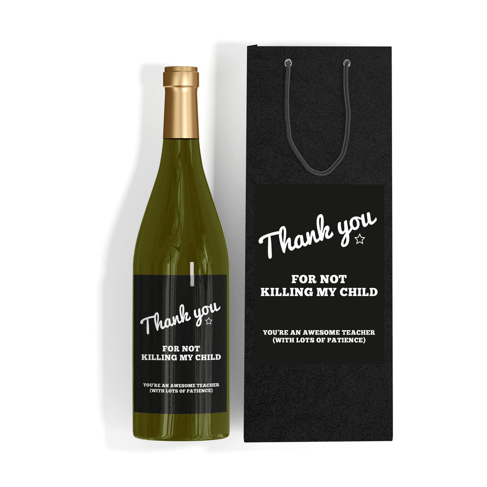 6 x Black Teacher Bag & Wine Label #1 image
